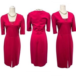 Diane Von Furstenberg Sheath Dress Womens Sz 12 Stretch Knit V-neck Short Sleeve